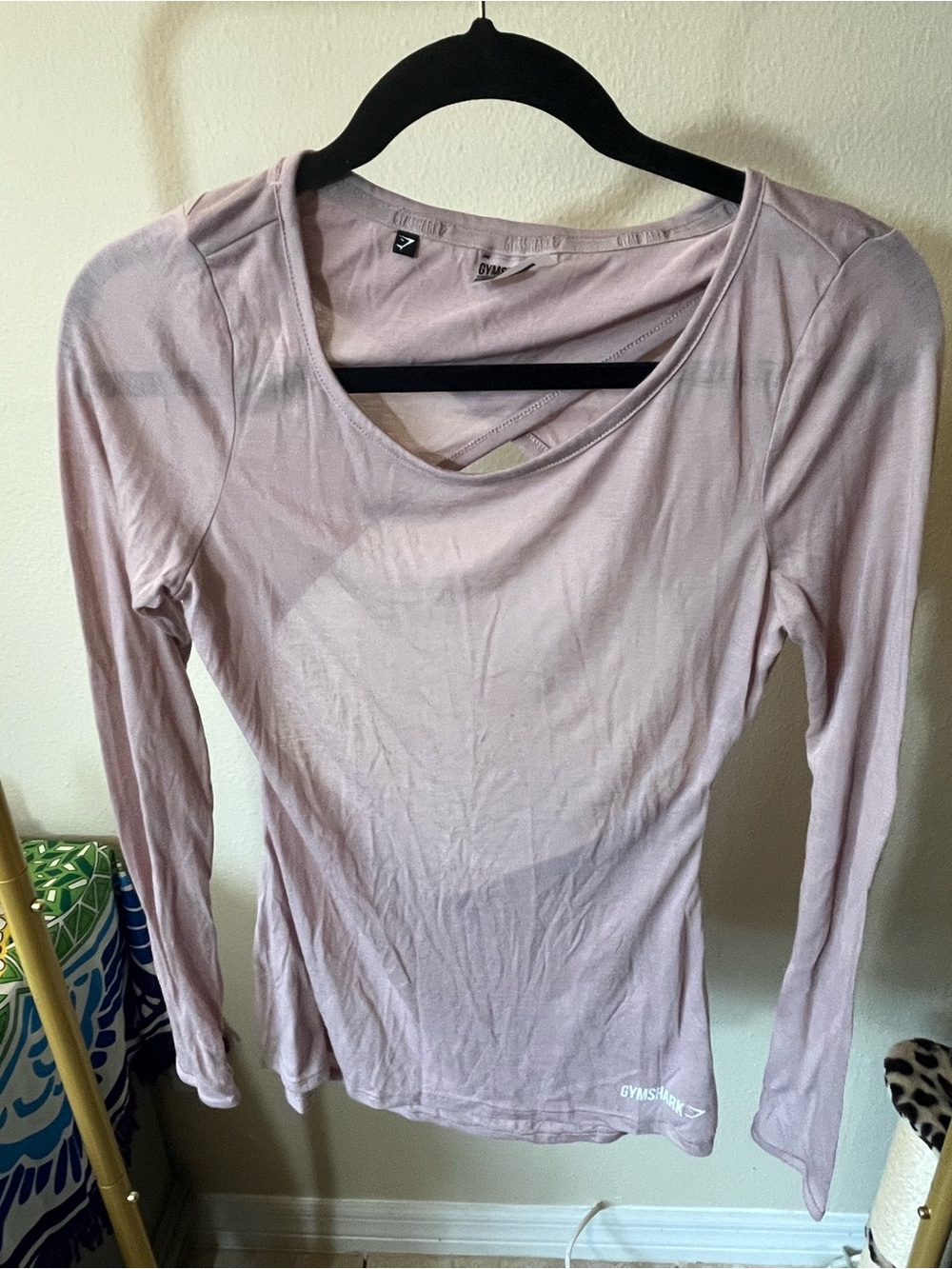Gymshark Pale Pink Long Sleeve Scoop-Neck Top